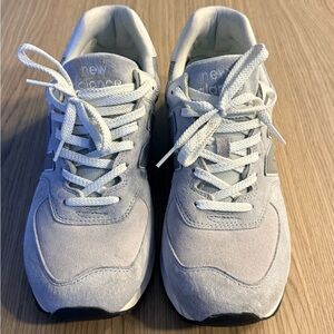 New Balance Light Gray Suede Athletic Sneakers